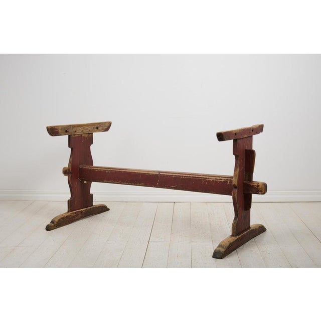 Antique Swedish Folk Art Pine Hand-Crafted Trestle Table For Sale - Image 16 of 18