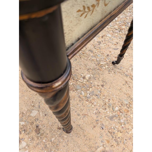 2000 - 2009 Vintage Églomisé Accent Table Has a Mirrored Top and Spiral Legs Attributed to Lillian August for Drexel Heritage. For Sale - Image 5 of 10