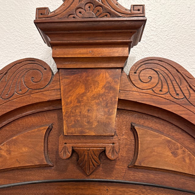 Victorian Eastlake-Style Carved Walnut Wall Mirror With Shelves & Storage Boxes For Sale - Image 4 of 11