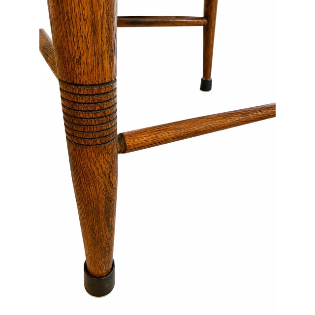 American Antique Oak Pressed-Back Dining Chair With Cane Seat and Turned Spindles For Sale - Image 3 of 8