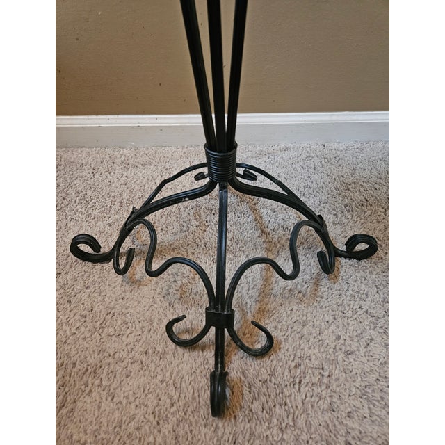 Black Vintage Mid-Century Ornamental T Iron Plant Stand For Sale - Image 8 of 9