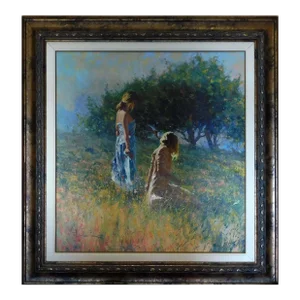 Robert Hagan "Field of Flower" Original Oil Painting, Hand Signed Framed