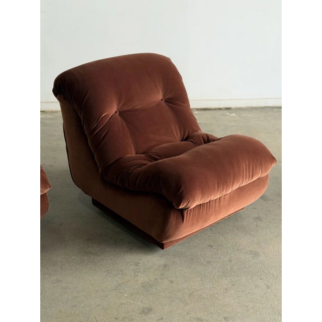 1980s 1980s Sculptural Tufted Lounge Chairs - Pair For Sale - Image 5 of 14