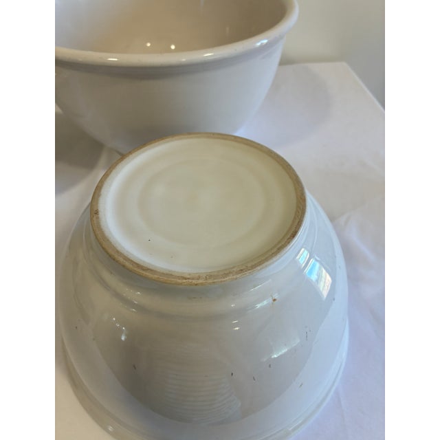 Vintage White Stoneware Nesting Mixing Bowls, Set of 3 For Sale - Image 9 of 9