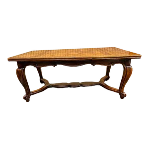 19th Century Antique Rococo Style Oak Fruitwood Parquetry Dining Table