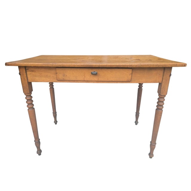 Farmhouse Late 19th Century Pine Writing Desk With Drawer For Sale - Image 3 of 16