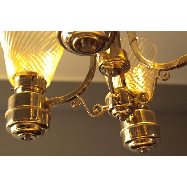 Gold Art Deco Italian Murano Glass Chandelier, 1940s For Sale - Image 8 of 13