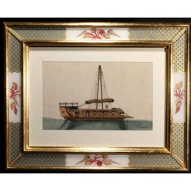 China Trade Watercolor Paintings of Chinese Sampans and Junks- a Set of Twelve For Sale - Image 11 of 11