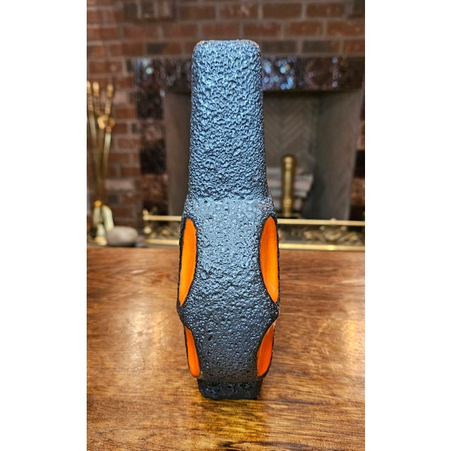 Gemstone Mid Century Orange Fat Lava "Banjo Vase" by Roth Keramik For Sale - Image 7 of 10