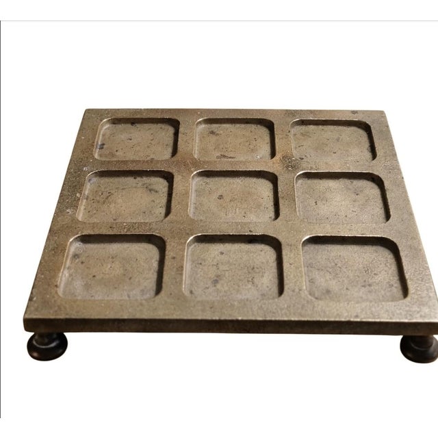 1970s Sarreid Ltd. Brass Tic Tac Toe Footed Board Game Set For Sale - Image 5 of 10