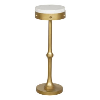 Matthew Izzo Home Chalice Brass Finished Iron and Banswara Marble Top Drinks Table For Sale