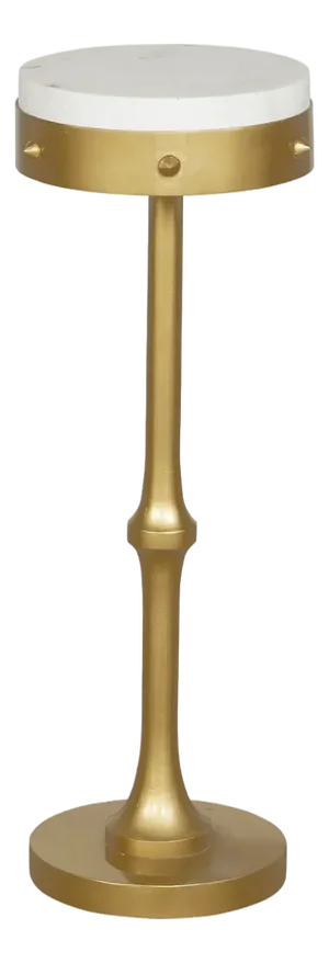 Matthew Izzo Home Chalice Brass Finished Iron and Banswara Marble Top Drinks Table