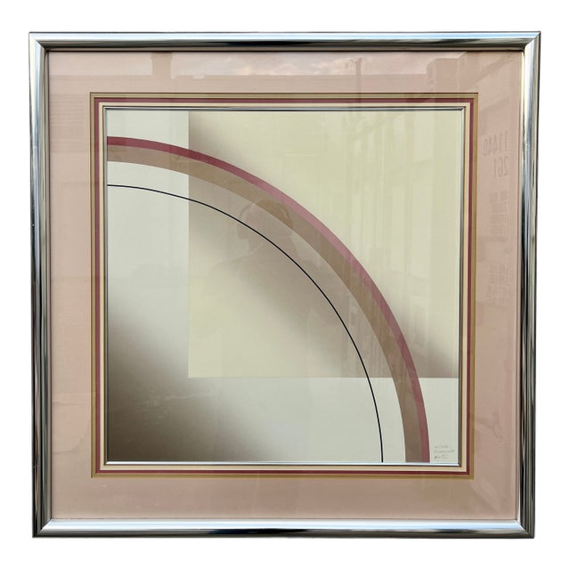Mid-Century Modern Abstract Artwork "Espacio 2" Framed and Igned by the Artitst. Circa 1970s For Sale