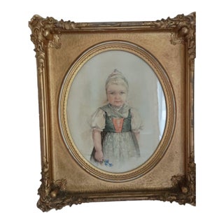 Maud Humphrey “Dutch Girl” Original Watercolor — May Plate From the 1891 Calendar Series For Sale