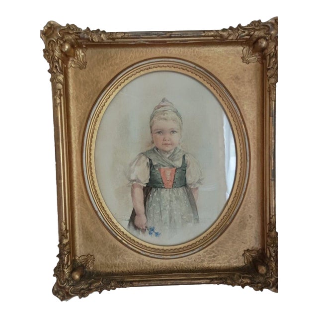 Maud Humphrey “Dutch Girl” Original Watercolor — May Plate From the 1891 Calendar Series For Sale
