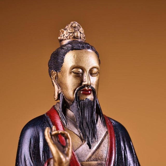 Late 19th Century Polychrome Bronze Taiyi Zhenren Statue on Lion, 4.3kg For Sale - Image 4 of 9