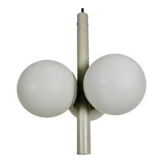 Mid-Century Modern Golden White 3-Arm Space Age Chandelier, 1960s, Germany For Sale