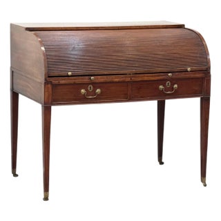 George III Late 18th Century Mahogany Tambour Writing Desk For Sale