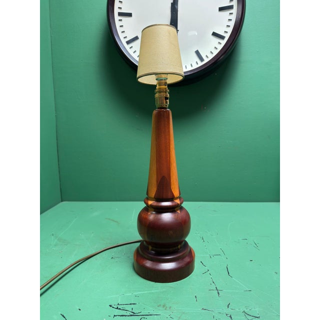 Mid-Century Scandinavian Turned Teak Table Lamp, 1960s For Sale - Image 3 of 10