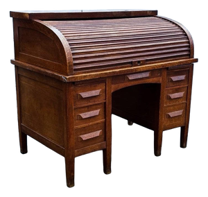 Edwardian Oak Roll Top Desk