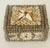 Early 20 th c vintage richly encrusted with vintage sea shells jewelry box with bright orange velvet interior.