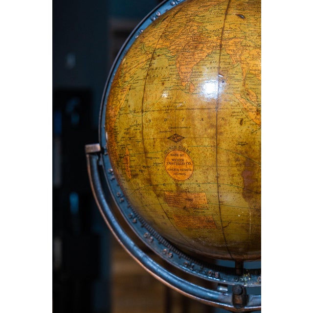 World Map Globe from Weber Costello, 1920s For Sale - Image 3 of 6