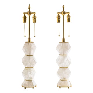 "Eon Collection" Classic Rock Crystal Quartz Lamps - A Pair For Sale