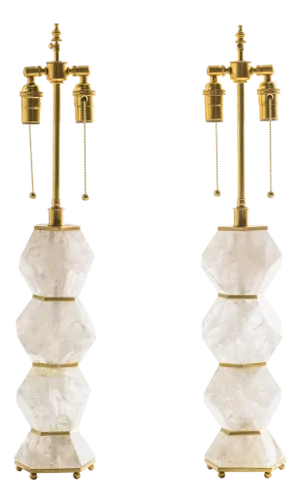 "Eon Collection" Classic Rock Crystal Quartz Lamps - A Pair