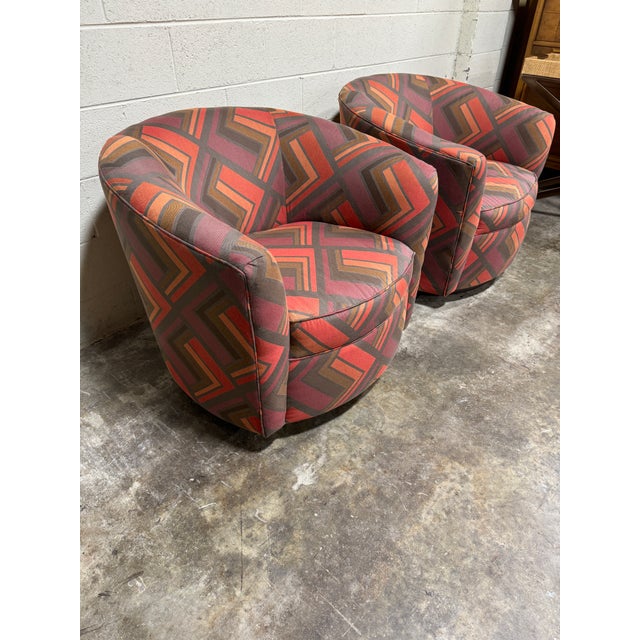 Contemporary Contemporary Geometric Colorful Swivels - a Pair For Sale - Image 3 of 8