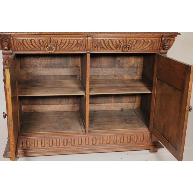 Baroque Style Oak Credenza For Sale - Image 4 of 14