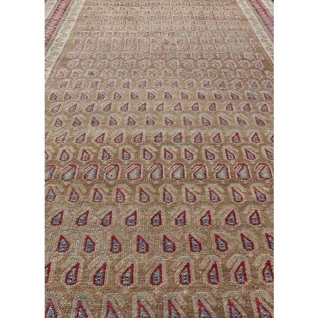 Early 20th Century Antique Malayer Runner With All-Over Paisley Design in Red, Brown, and Blue 3'4 X 7'4 For Sale - Image 5 of 12
