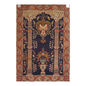 Antique Persian Tabriz Wool 2 x 3 Rust, Ivory & Blue Handmade Area Rug #1140374