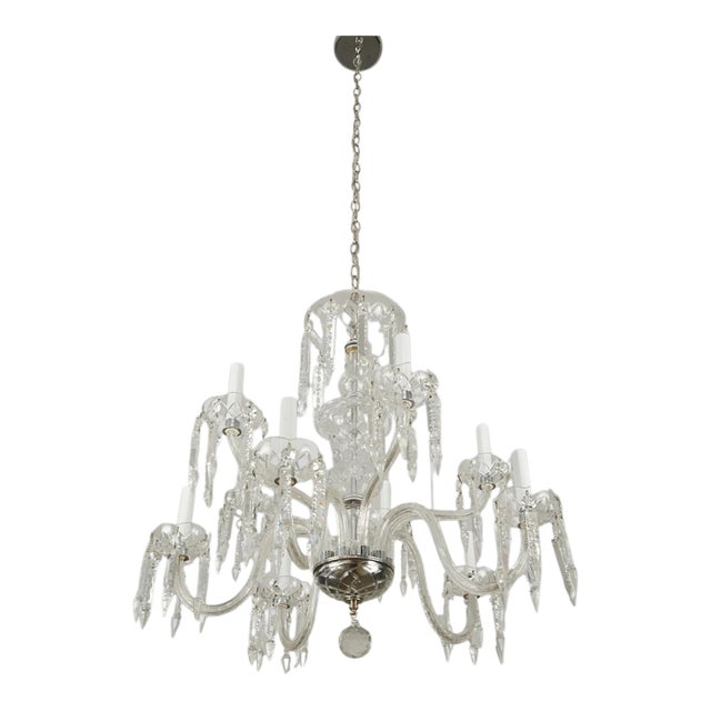 Vintage Traditional Crystal Chandelier With Sculpted Spear Drops For Sale