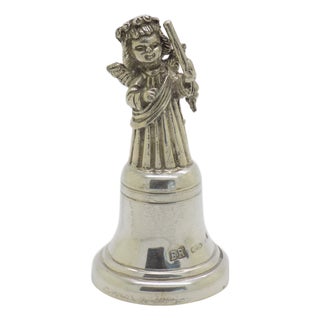 Vintage Italian Silver Brandimarte Angel Bell Figurine, Florence, 1980s For Sale