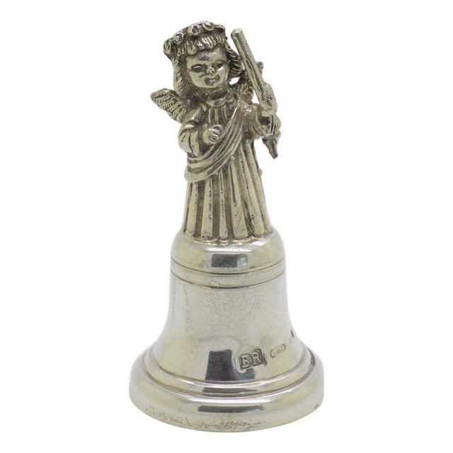 Vintage Italian Silver Brandimarte Angel Bell Figurine, Florence, 1980s For Sale