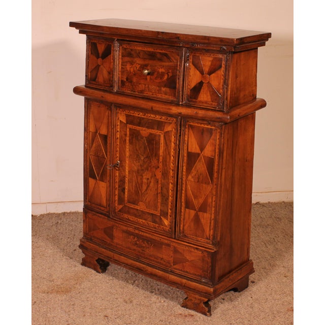 16th Century Renaissance Italian Oratory in Blond Walnut with Inlays For Sale - Image 12 of 15