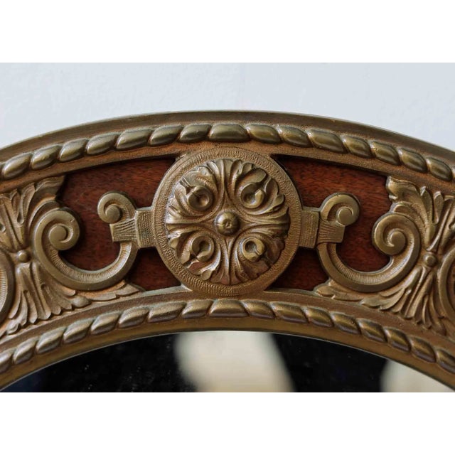 Antique Round Mirror - Walnut, Brass and Red Bronze Wall Mirror For Sale - Image 9 of 10