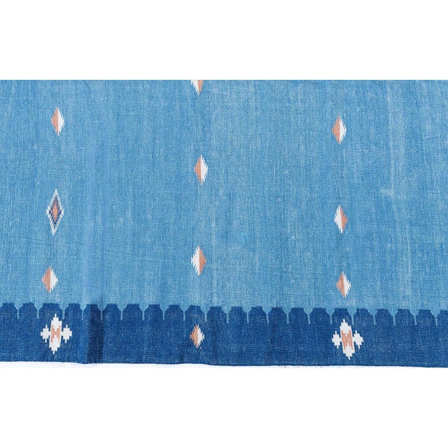 Doris Leslie Blau Vintage Indian Dhurrie Light Blue Flatweave Cotton Rug For Sale In New York - Image 6 of 10