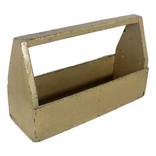 Vintage Painted Wood Trug Tool Box For Sale