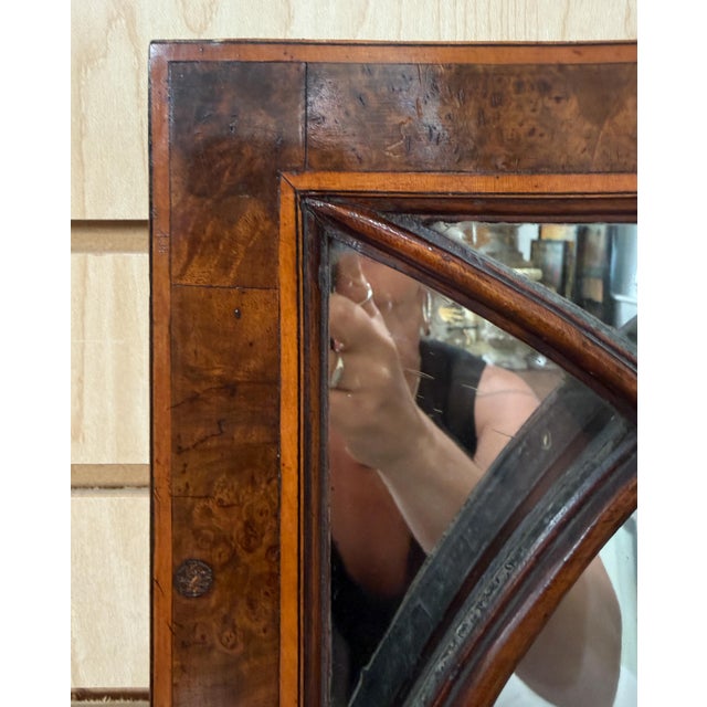 Gothic Window Pane Mirror in Burr Walnut Frame From England (H 37 3/4 X W 17) For Sale In Austin - Image 6 of 11