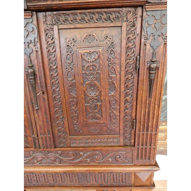 Antique English Country Oak Cupboard on Stand, 1730 For Sale - Image 11 of 18