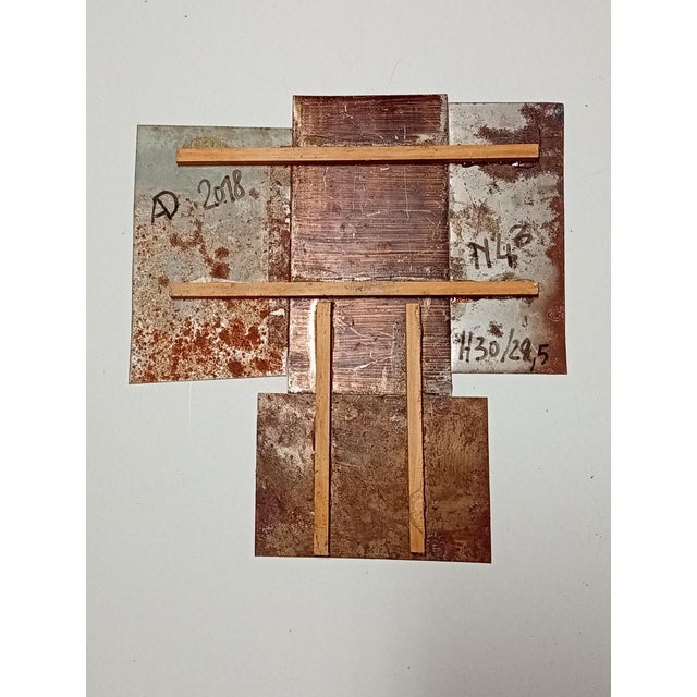 Contemporary Abstract Tempera, Aerosol, Rust on Metal "N 43" by Andre Debono For Sale - Image 9 of 9