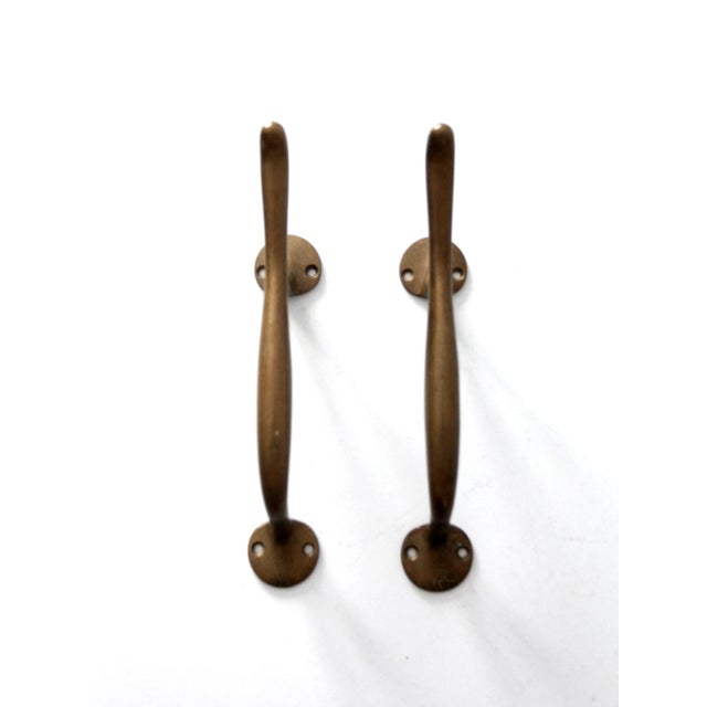 Brass Vintage Brass Door Handles Pair For Sale - Image 8 of 11