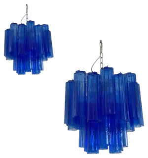 Blue Tronchi Murano Glass Sputnik Chandeliers by Simoeng, Set of 2