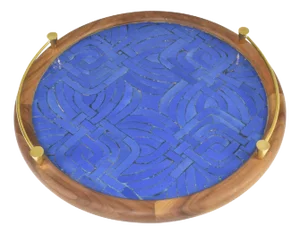 Contemporary Brass Modern Mosaic Tray by Jonathan Amar Studio