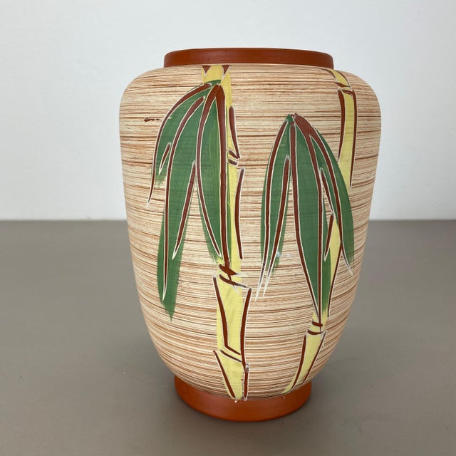 1960s Colorful Abstract Bamboo Ceramic Pottery Vase from Eiwa Ceramics, Germany, 1960s For Sale - Image 5 of 18