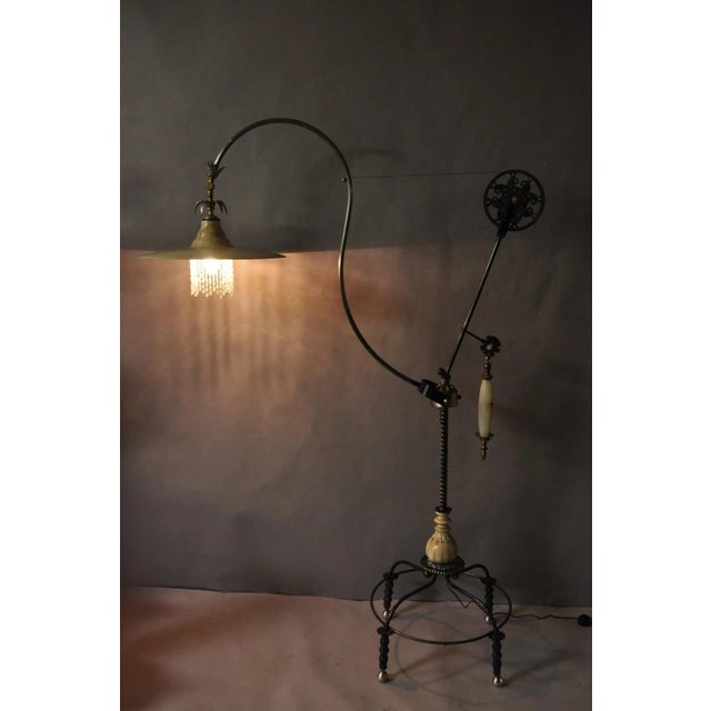 Vintage Retro Steampunk Adjustable Cantilever Pulley Victorian Floor Lamp For Sale - Image 15 of 18