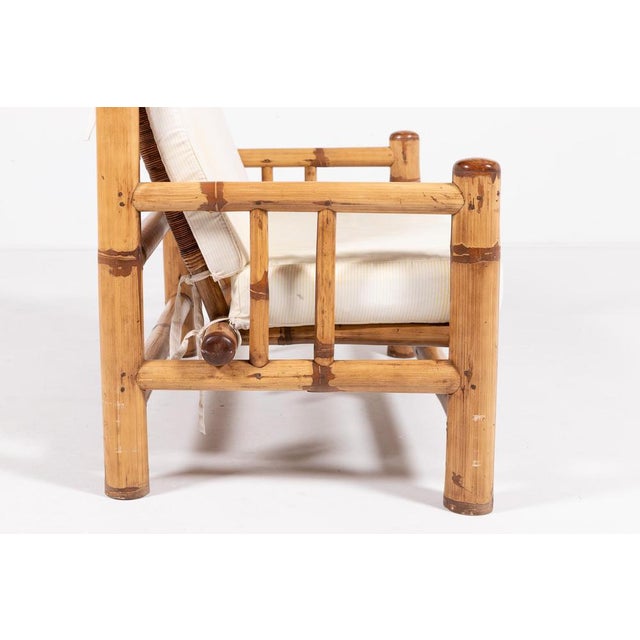 Italian Modern Bamboo & Wicker Bench, 1970s For Sale - Image 12 of 15