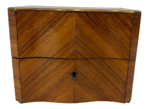 19th C. Cross Banded Mahogany Box W/ Brass Inlay