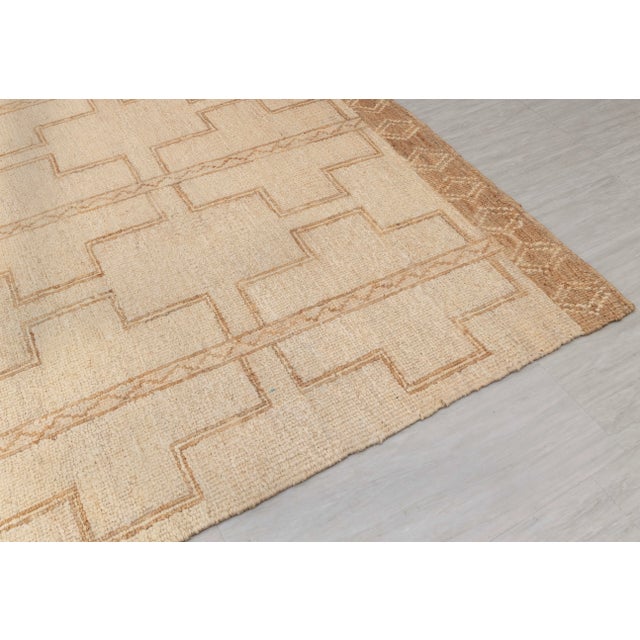 Boho Chic 9x12Ft. Natural Cream Jute Taureg Inspired Soumek Jute Wool Hand Woven Rug For Sale - Image 3 of 12